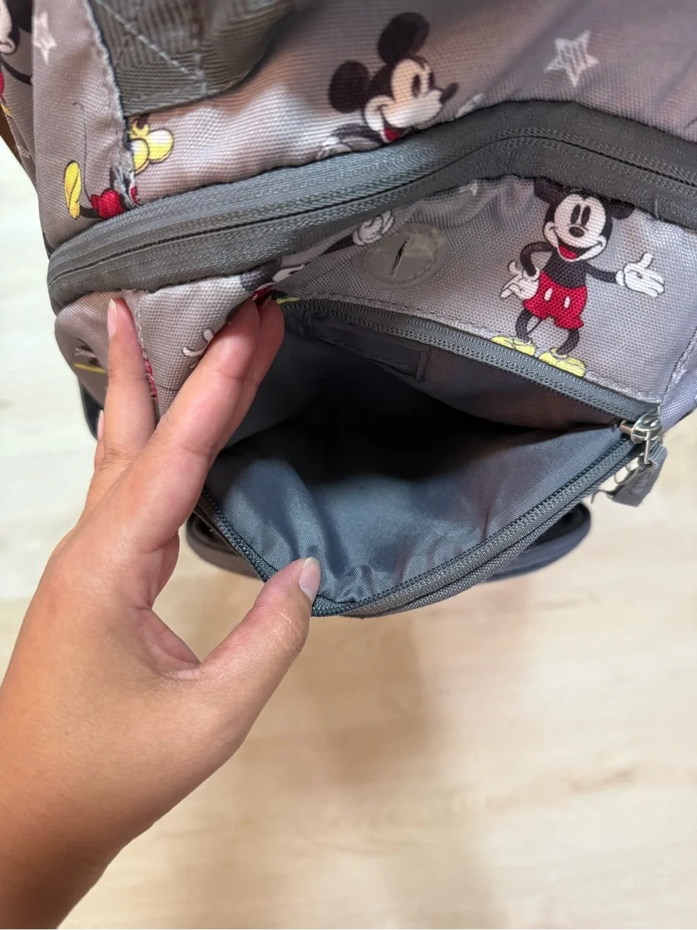 Pottery Barn Kids Mickey Mouse Print Gray Backpack - Official Character Design